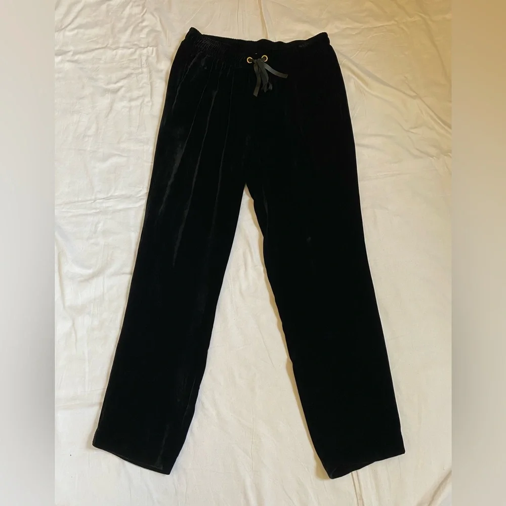 Sandro Women's Pull On Black Velvet Pants Whimsygoth Grunge Witchy Quiet Luxury - Picture 6 of 17